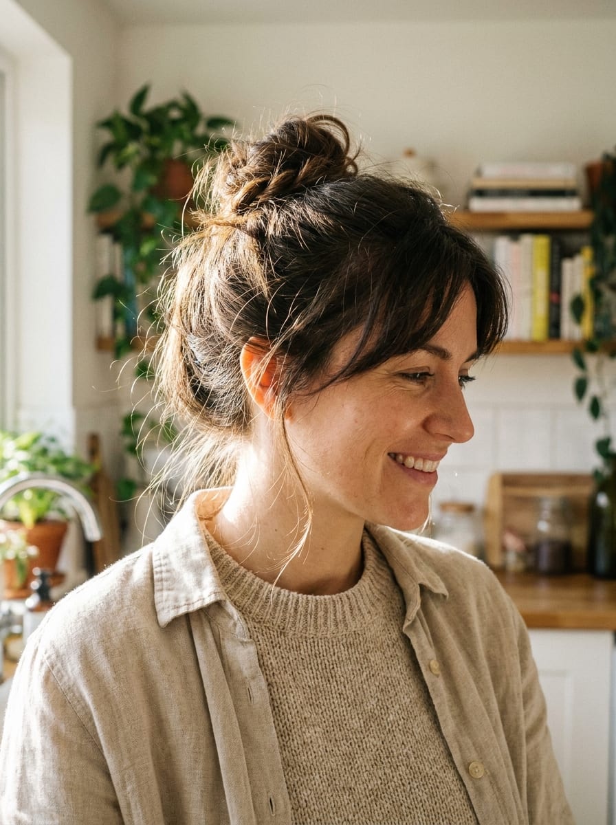 Natürlicher Everyday Updo - Hochsteckfrisur für mittellange Haare